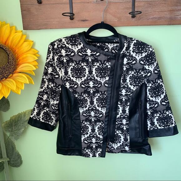 Luii Faux Leather Edgy Zipper Moto Asymmetrical Jacket Blazer Small - Picture 2 of 15